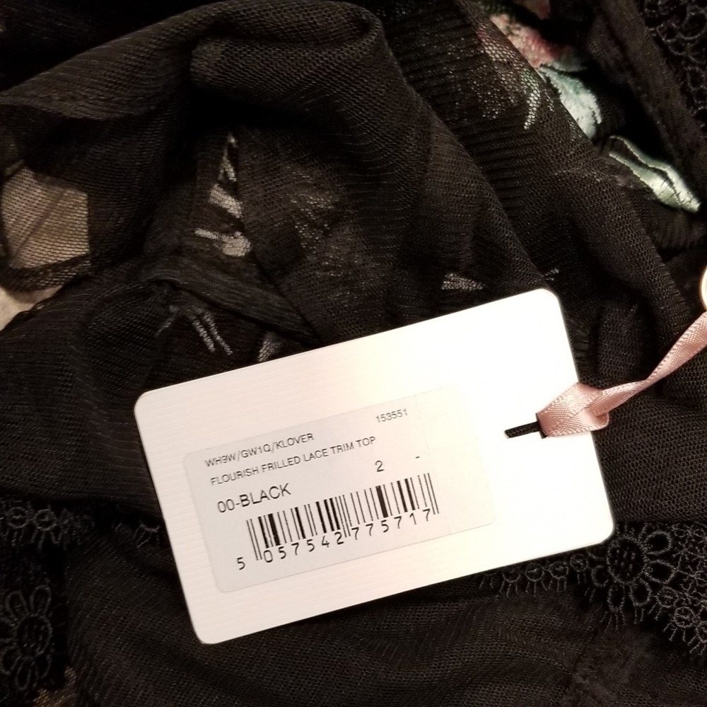 🍒NWT🍒 TED BAKER FRILLED LACE TRIM TOP - Picture 8 of 8